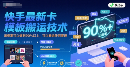 快手最新卡模板搬运技术，出框率可以做到90%以上，可以搬运任何赛道-低成本创业项目大全｜短视频带货+AI副业变现｜知行创业网