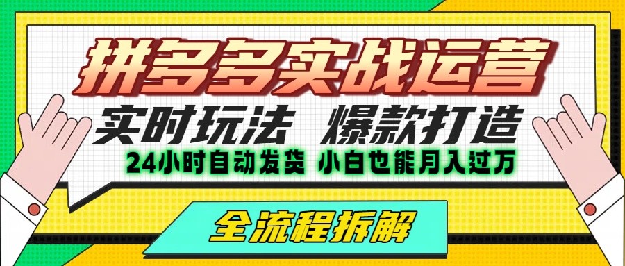 拼多多最新实战运营高投产：长久稳定项目，单店利润一天三位数-低成本创业项目大全｜短视频带货+AI副业变现｜知行创业网
