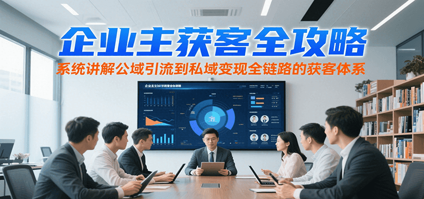 企业主获客全攻略，系统讲解公域引流到私域变现全链路的获客体系-低成本创业项目大全｜短视频带货+AI副业变现｜知行创业网