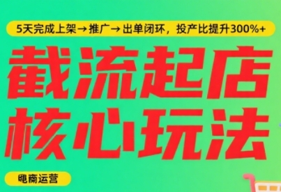 淘宝截流快速起店玩法，掌握暴力快速起店的流程，5天完成上架-推广-出单闭环-低成本创业项目大全｜短视频带货+AI副业变现｜知行创业网