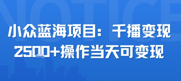小众蓝海项目，千播变现2.5k+操作当天可变现-低成本创业项目大全｜短视频带货+AI副业变现｜知行创业网