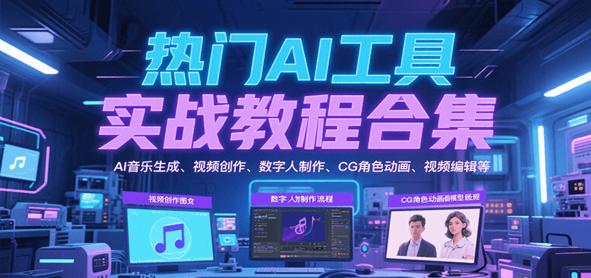 热门AI工具实战教程合集，AI音乐生成、视频创作、数字人制作、CG角色动画、视频编辑等-低成本创业项目大全｜短视频带货+AI副业变现｜知行创业网
