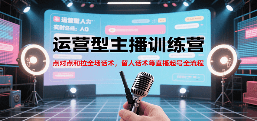 运营型主播训练营，点对点和拉全场话术，留人话术等直播起号全流程（更新7月）-低成本创业项目大全｜短视频带货+AI副业变现｜知行创业网