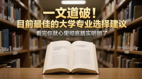 付费文章：一文道破！目前最佳的大学专业选择建议，看完你就心里彻底踏实明朗了-低成本创业项目大全｜短视频带货+AI副业变现｜知行创业网