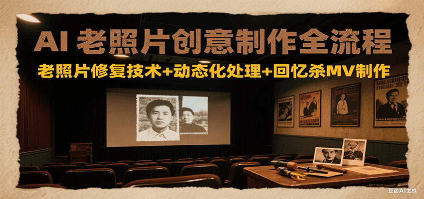 AI老照片创意制作全流程：老照片修复技术+动态化处理+回忆杀MV制作-低成本创业项目大全｜短视频带货+AI副业变现｜知行创业网