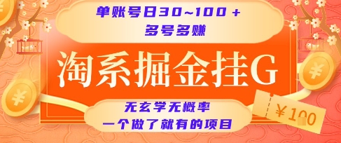 淘系掘金挂G项目，单账号日收益30~100+，多号多得，一个做了就有的项目【揭秘】-低成本创业项目大全｜短视频带货+AI副业变现｜知行创业网