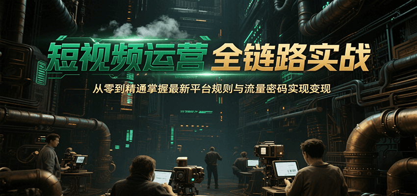 短视频运营全链路实战，从零到精通掌握最新平台规则与流量密码实现变现-低成本创业项目大全｜短视频带货+AI副业变现｜知行创业网