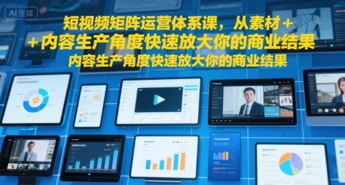 短视频矩阵运营体系课，从素材+内容生产角度快速放大你的商业结果-低成本创业项目大全｜短视频带货+AI副业变现｜知行创业网