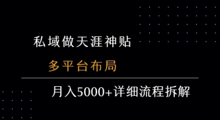 私域做天涯神贴 多平台布局 月入5k+详细流程拆解-低成本创业项目大全｜短视频带货+AI副业变现｜知行创业网