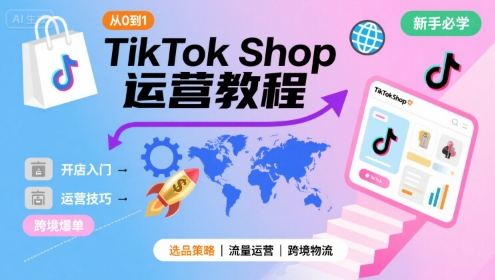 TikTok Shop从0到1运营教程，TikTok跨境电商新手必学课程-低成本创业项目大全｜短视频带货+AI副业变现｜知行创业网