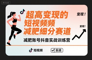 超高变现的短视频减肥细分赛道，减肥账号抖音实战训练营-低成本创业项目大全｜短视频带货+AI副业变现｜知行创业网