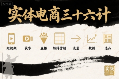 实体电商三十六计，短视频-获客-直播-矩阵营销-流量-数据-选品-低成本创业项目大全｜短视频带货+AI副业变现｜知行创业网
