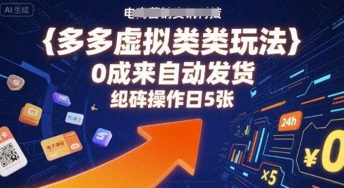 多多虚拟类目玩法，0成本全自动发货，矩阵操作日5张-低成本创业项目大全｜短视频带货+AI副业变现｜知行创业网