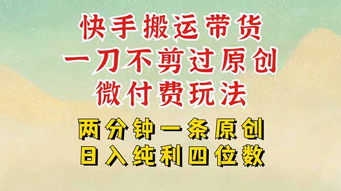 （15577期）快手黑科技搬运带货，一刀不剪过原创，微付费投流玩法，轻松日入四位数…-低成本创业项目大全｜短视频带货+AI副业变现｜知行创业网