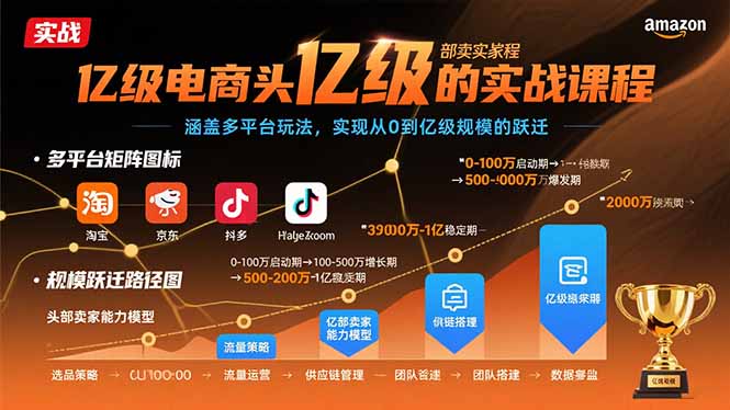 （15803期）亿级电商头部卖家的实战课程：涵盖多平台玩法，实现从0到亿级规模的跃迁-低成本创业项目大全｜短视频带货+AI副业变现｜知行创业网