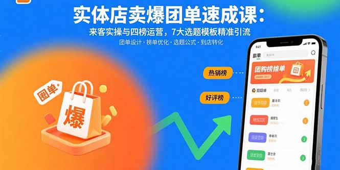 （15834期）实体店卖爆团单速成课：来客实操与四榜运营，7大选题模板精准引流-低成本创业项目大全｜短视频带货+AI副业变现｜知行创业网