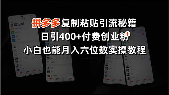 （15613期）拼多多复制粘贴引流秘籍，日引400+付费创业粉，小白也能月入六位数实操…-低成本创业项目大全｜短视频带货+AI副业变现｜知行创业网