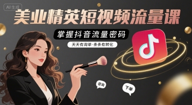美业精英短视频流量课，掌握抖音流量密码，天天有询单，条条有转化-低成本创业项目大全｜短视频带货+AI副业变现｜知行创业网