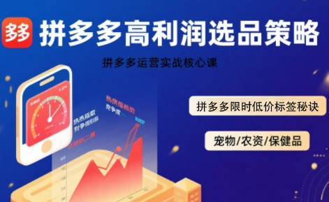 拼多多选品暴利技术实战课，拼多多高利润选品策略，拼多多限时低价标签秘诀-低成本创业项目大全｜短视频带货+AI副业变现｜知行创业网