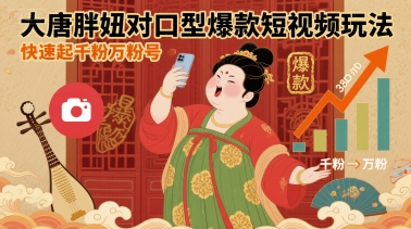 大唐胖妞对口型爆款短视频玩法，快速起千粉万粉号-低成本创业项目大全｜短视频带货+AI副业变现｜知行创业网