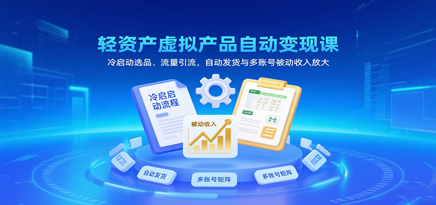 轻资产虚拟产品自动变现课，冷启动选品、流量引流，自动发货与多账号被动收入放大-低成本创业项目大全｜短视频带货+AI副业变现｜知行创业网