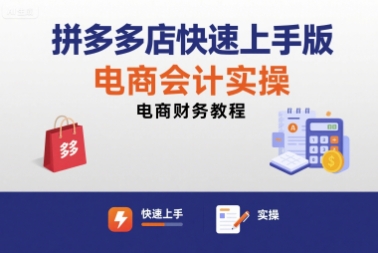拼多多店快速上手版电商会计实操-电商财务教程-低成本创业项目大全｜短视频带货+AI副业变现｜知行创业网