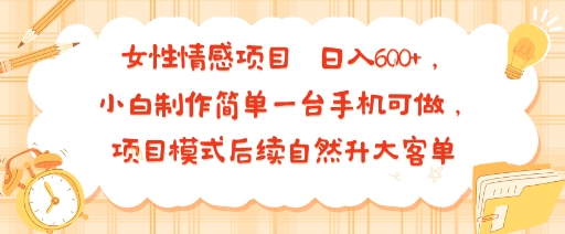 女性情感项目 小白制作简单一台手机可做 项目模式后续自然升大客单 日入6张-低成本创业项目大全｜短视频带货+AI副业变现｜知行创业网