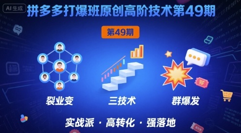 拼多多打爆班原创高阶技术第49期，拼多多裂变+阶梯+群爆-低成本创业项目大全｜短视频带货+AI副业变现｜知行创业网