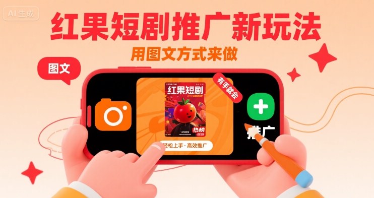 红果短剧推广新玩法，用图文方式来做，有手就会-低成本创业项目大全｜短视频带货+AI副业变现｜知行创业网