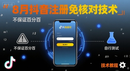 8月抖音注册免核对技术，不保证百分百，自测-低成本创业项目大全｜短视频带货+AI副业变现｜知行创业网