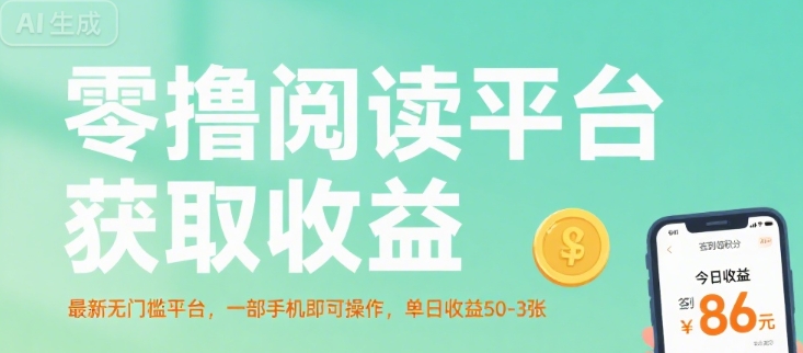 零撸阅读平台获取收益，最新无门槛平台，一部手机即可操作，单日收益50-3张【揭秘】-低成本创业项目大全｜短视频带货+AI副业变现｜知行创业网