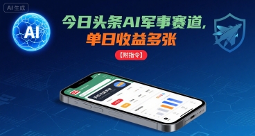 今日头条AI军事赛道，单日收益多张 ，手机可做【附指令】-低成本创业项目大全｜短视频带货+AI副业变现｜知行创业网
