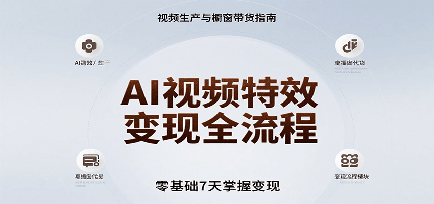 AI视频特效变现全流程，零基础7天掌握视频生产到橱窗带货变现-低成本创业项目大全｜短视频带货+AI副业变现｜知行创业网