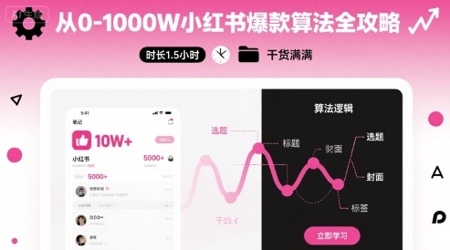 从0-1000W小红书爆款算法全攻略，时长1.5小时，干货满满-低成本创业项目大全｜短视频带货+AI副业变现｜知行创业网