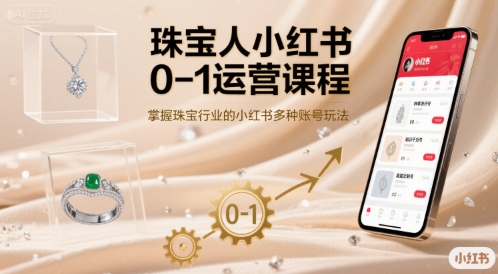 珠宝人小红书0-1运营课程，掌握珠宝行业的小红书多种账号玩法-低成本创业项目大全｜短视频带货+AI副业变现｜知行创业网