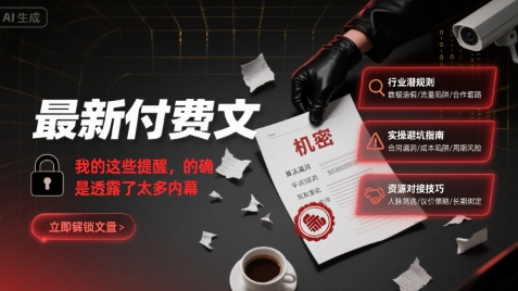 最新付费文：我的这些提醒，的确是透露了太多内幕-低成本创业项目大全｜短视频带货+AI副业变现｜知行创业网
