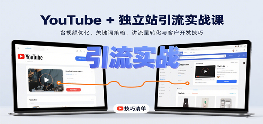 YouTube+独立站引流实战课：含视频优化、关键词策略，讲流量转化与客户开发技巧-低成本创业项目大全｜短视频带货+AI副业变现｜知行创业网