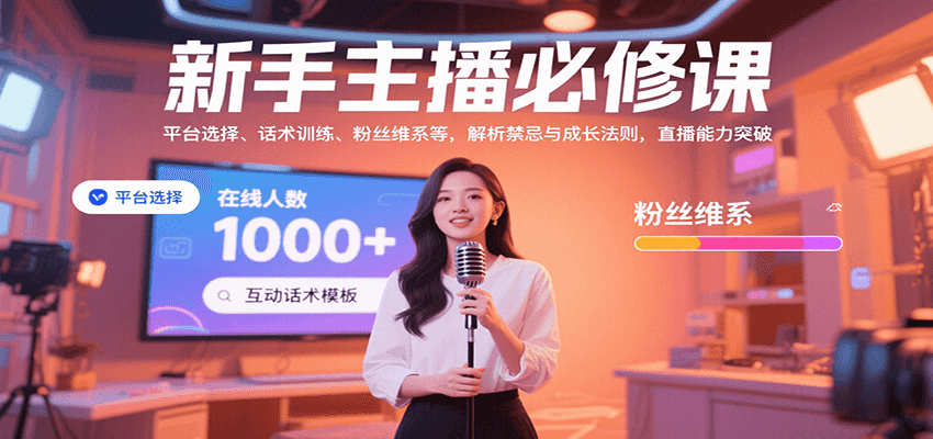 新手主播必修课：平台选择、话术训练、粉丝维系等，解析禁忌与成长法则，突破直播能力-低成本创业项目大全｜短视频带货+AI副业变现｜知行创业网