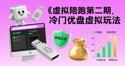 虚拟陪跑第二期，冷门优盘虚拟玩法，不违规，利润可观-低成本创业项目大全｜短视频带货+AI副业变现｜知行创业网