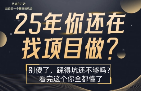25年，你还在疯狂的找项目吗？别傻了，看完这个你都懂了【揭秘】-低成本创业项目大全｜短视频带货+AI副业变现｜知行创业网