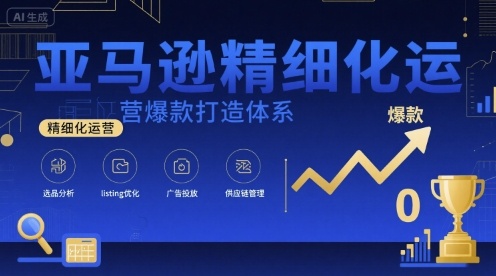 亚马逊精细化运营爆款打造体系，视频课+全套资料文档-低成本创业项目大全｜短视频带货+AI副业变现｜知行创业网