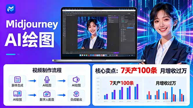 （16049期）AI绘图照片开口说话视频制作：Midjourney+数字人，7天产100条月增收过万-低成本创业项目大全｜短视频带货+AI副业变现｜知行创业网