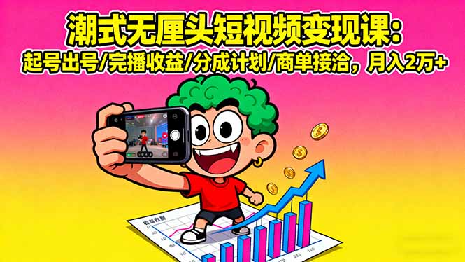(16023期)潮式无厘头短视频变现课:起号出号/完播收益/分成计划/商单接洽,月入2万+-低成本创业项目大全|短视频带货+AI副业变现|知行创业网