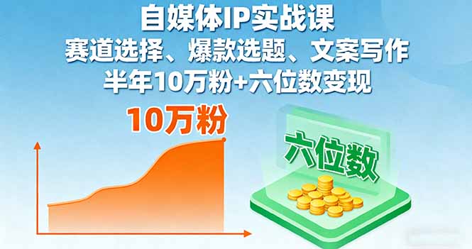 （16121期）自媒体IP实战课，赛道选择、爆款选题、文案写作，半年10万粉+六位数变现-低成本创业项目大全｜短视频带货+AI副业变现｜知行创业网