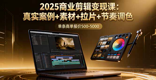 （16130期）2025商业剪辑变现课：真实案例+素材+拉片+节奏调色，单条商单报价500-5000-低成本创业项目大全｜短视频带货+AI副业变现｜知行创业网