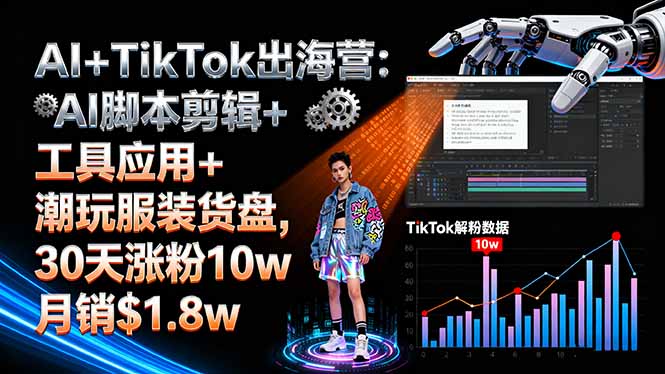 （16108期）AI+TikTok出海营:AI脚本剪辑+工具应用+潮玩服装货盘,30天涨粉10w月销$1.8w-低成本创业项目大全｜短视频带货+AI副业变现｜知行创业网