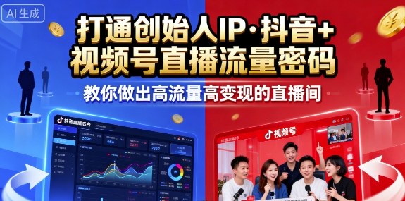 25年直播9-10两期线下课，打通创始人IP，抖音+视频号直播流量密码，教你做出高流量高变现的直播间-低成本创业项目大全｜短视频带货+AI副业变现｜知行创业网