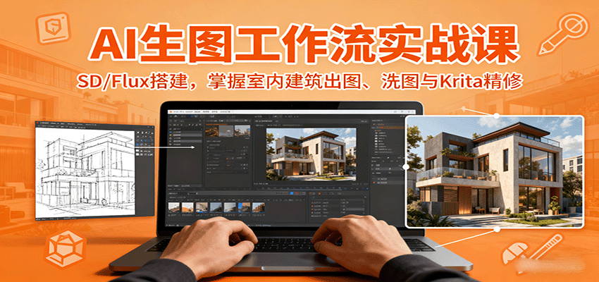 AI生图工作流实战课：SD/Flux搭建，掌握室内建筑出图、洗图与Krita精修-低成本创业项目大全｜短视频带货+AI副业变现｜知行创业网