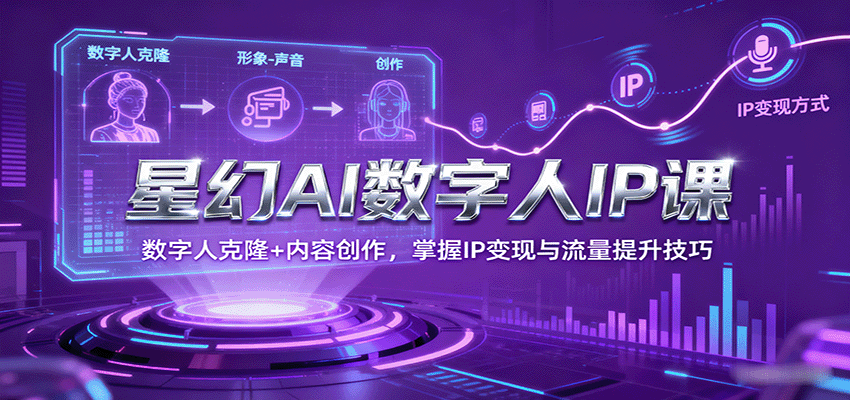 星幻AI数字人IP课，数字人克隆+内容创作，掌握IP变现与流量提升技巧-低成本创业项目大全｜短视频带货+AI副业变现｜知行创业网