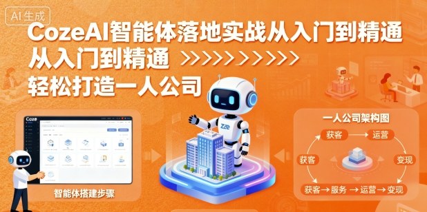 CozeAI智能体落地实战从入门到精通，轻松打造一人公司-低成本创业项目大全｜短视频带货+AI副业变现｜知行创业网